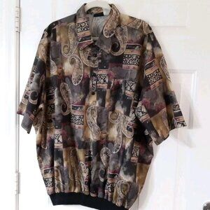 Vintage REPP Shirt Men’s 3XT Polo All Over Print Retro 90s Short Sleeve Banded